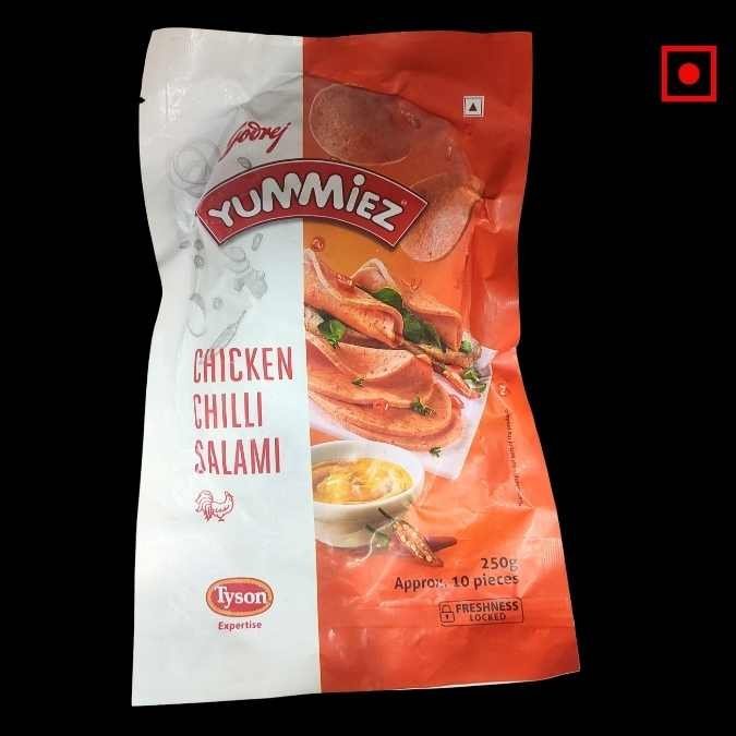 Godrej Yummiez Chicken Chilli Salami, 250g - 10pcs